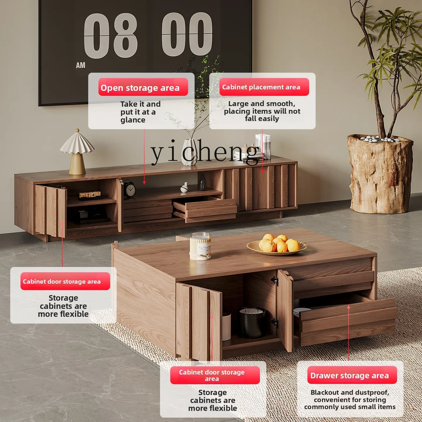 Meuble TV en bois massif GZ, a - Coffee & Tea Ken'S House avis et prix